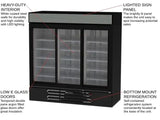 Beverage Air MMR66HC-1-B, 75-Inch Black 3 Section Sliding Refrigerated Glass Door Merchandiser