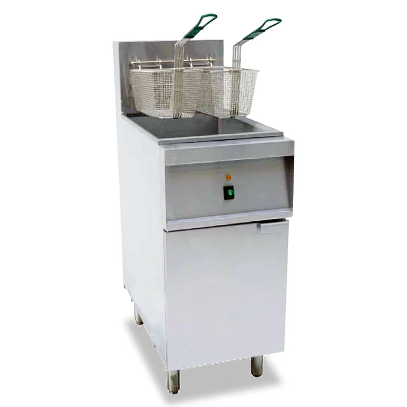 Omcan USA 44591 15" Floor Model Electric Full Pot Fryer w/ 40-Lb. Capacity, 2 Baskets, 240V