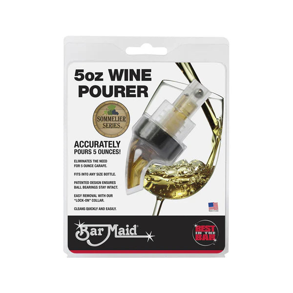 BMP-500RAC - Bar Maid 5 oz Wine Pourer, Amber with Black Collar