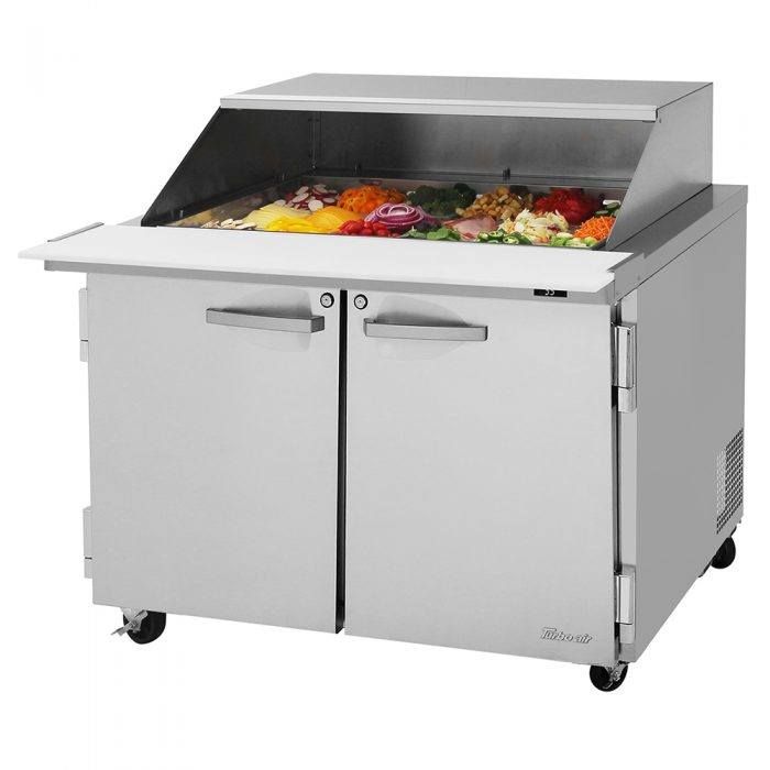 Turbo Air PST-48-18-N-SL 2 Solid Doors Mega-Top, Sandwich/Salad Prep Table, Removable Slide Back Lid