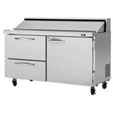 Turbo Air PST-60-D2L-N, 2 Drawers 1 Left-Hinged Door Sandwich/Salad Prep Table