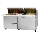 Turbo Air PST-72-30-D2L-N, 2 Drawers 1 Left-Hinged Door Sandwich/Salad Prep Table