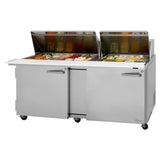 Turbo Air PST-72-30-N-AL 2 Solid Doors Mega-Top, Sandwich/Salad Prep Table, All Left-Hinged