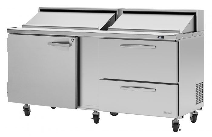 Turbo Air PST-72-30-N-AL 2 Solid Doors Mega-Top, Sandwich/Salad Prep Table, All Left-Hinged