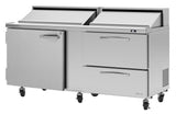 Turbo Air PST-72-30-N-AL 2 Solid Doors Mega-Top, Sandwich/Salad Prep Table, All Left-Hinged