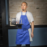 BA-2724W - Mid-Length Bib Apron with 3-Pockets - White
