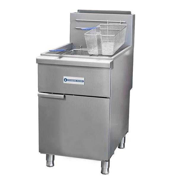 Standard Range SR-F5-LP, Liquid Propane 75/80 lb. Stainless Steel Floor Fryer - 150,000 BTU