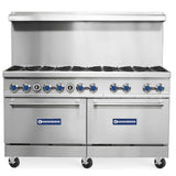 Standard Range SR-R60, 60-Inch Commercial Gas Range with 10 Burners, 2 Ovens - 366,000 BTU