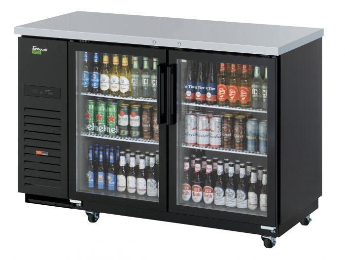 Turbo Air TBB-2SGD-N 58.75-inch Underbar 2 Glass Doors Back Bar, Black Vinyl Exterior