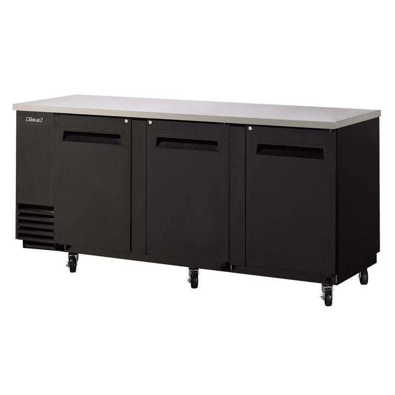 Turbo Air TBB-4SB-N, 90-Inch 3 Solid Doors Underbar Back Bar, Black Vinyl Ext.