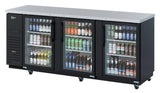 Turbo Air TBB-4SGD-N 90-inch Underbar 3 Glass Doors Back Bar, Black Vinyl Exterior