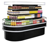 Turbo Air TIOM-48RSRB-N, 96-inch Oval Island Display Case, Black Self-Serve Merchandiser