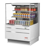 Turbo Air TOM-36L-UF-W-3S-N, 34-inch Horizontal Low Profile White Open Display Case, 2 Shelf