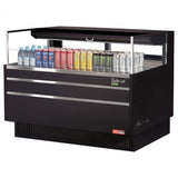 Turbo Air TOM-48L-UFD-B-1S-N, 46-inch Low Profile Black Open Display Case, Rear Sliding Door