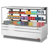 Turbo Air TOM-72L-UFD-W-3S-N, 71-inch 2 Shelf Low Profile White Open Display Case, Rear Sliding Door