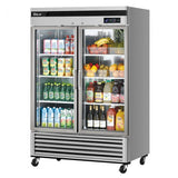 Turbo Air TSR-49GSD-N 2 Glass Door Reach-In Refrigerator, Bottom Mount