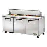 True TSSU-72-18-HC, 72.38-Inch 3 Door Counter Height Refrigerated Sandwich / Salad Prep Table