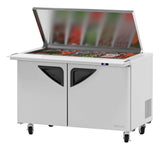 Turbo Air TST-48SD-18-N-FL, 2 Solid Door Mega Top Sandwich/Salad Unit, Flat Lid