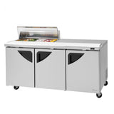 Turbo Air TST-72SD-10S-N-CL, 3 Solid Door Sandwich/Salad Unit, Clear Lid