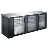 Admiral Craft USBB-9028G, 90-inch 3 Glass Doors Black Back Bar Cooler